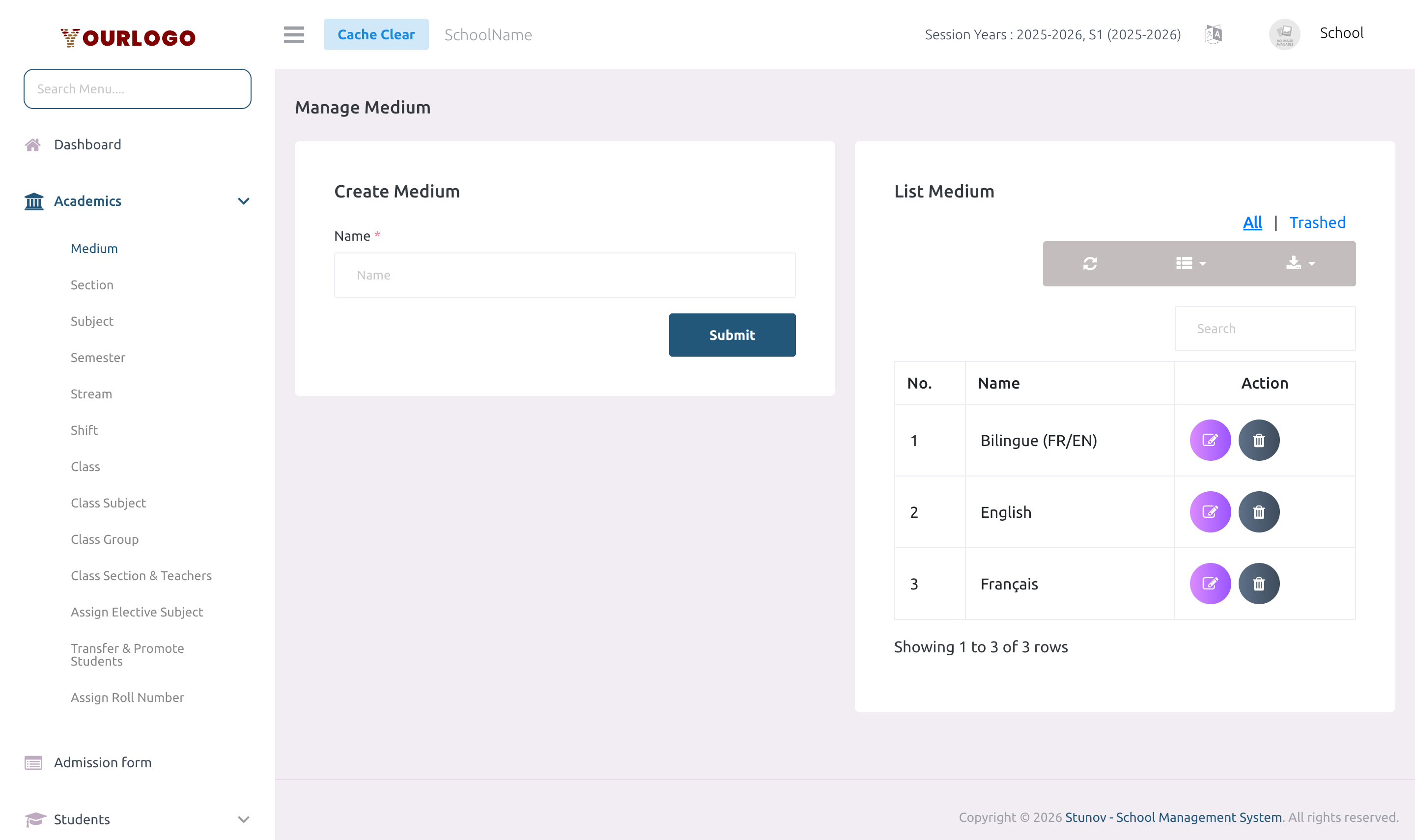Liste des langues — panneau web