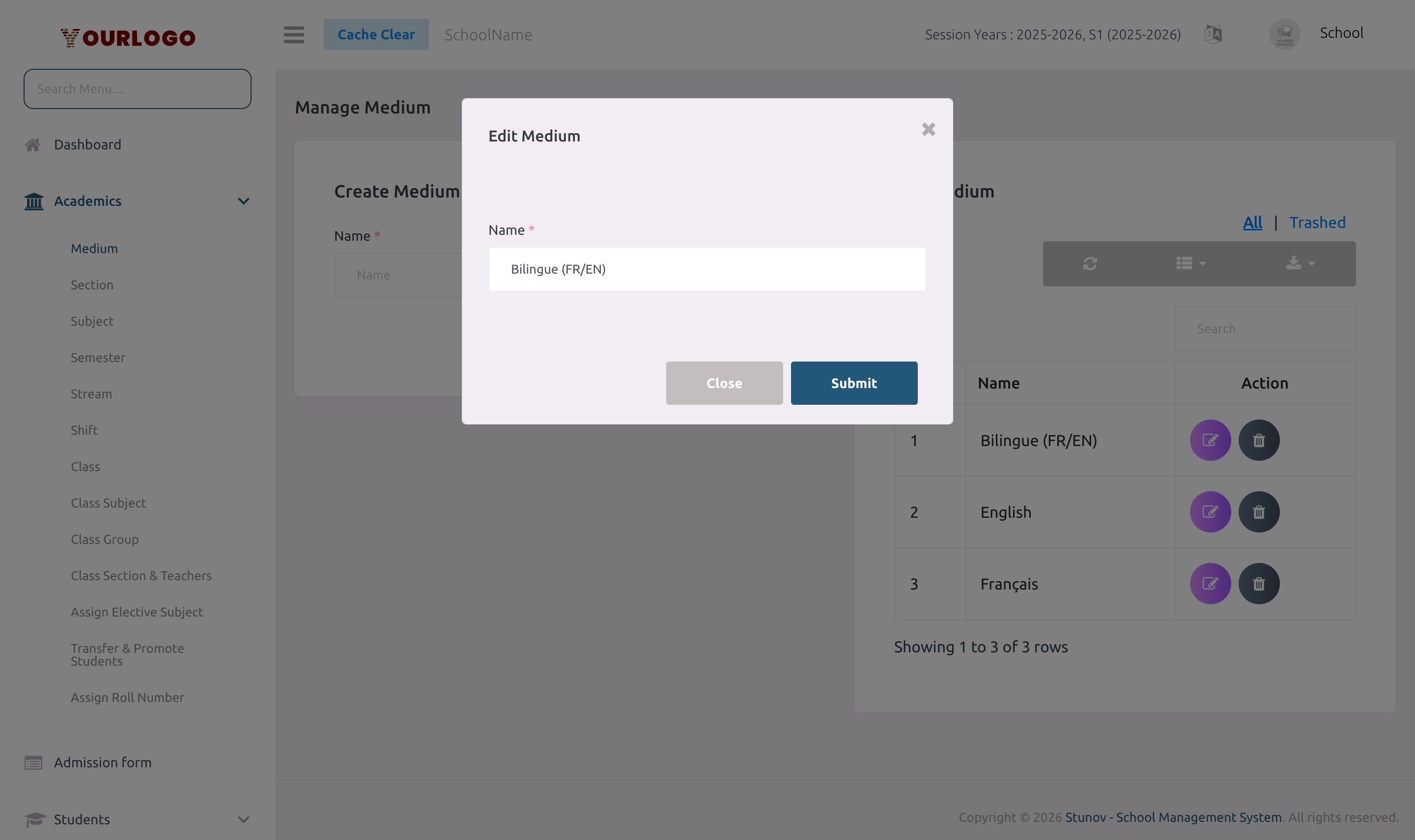 Medium edit form with name field pre-filled